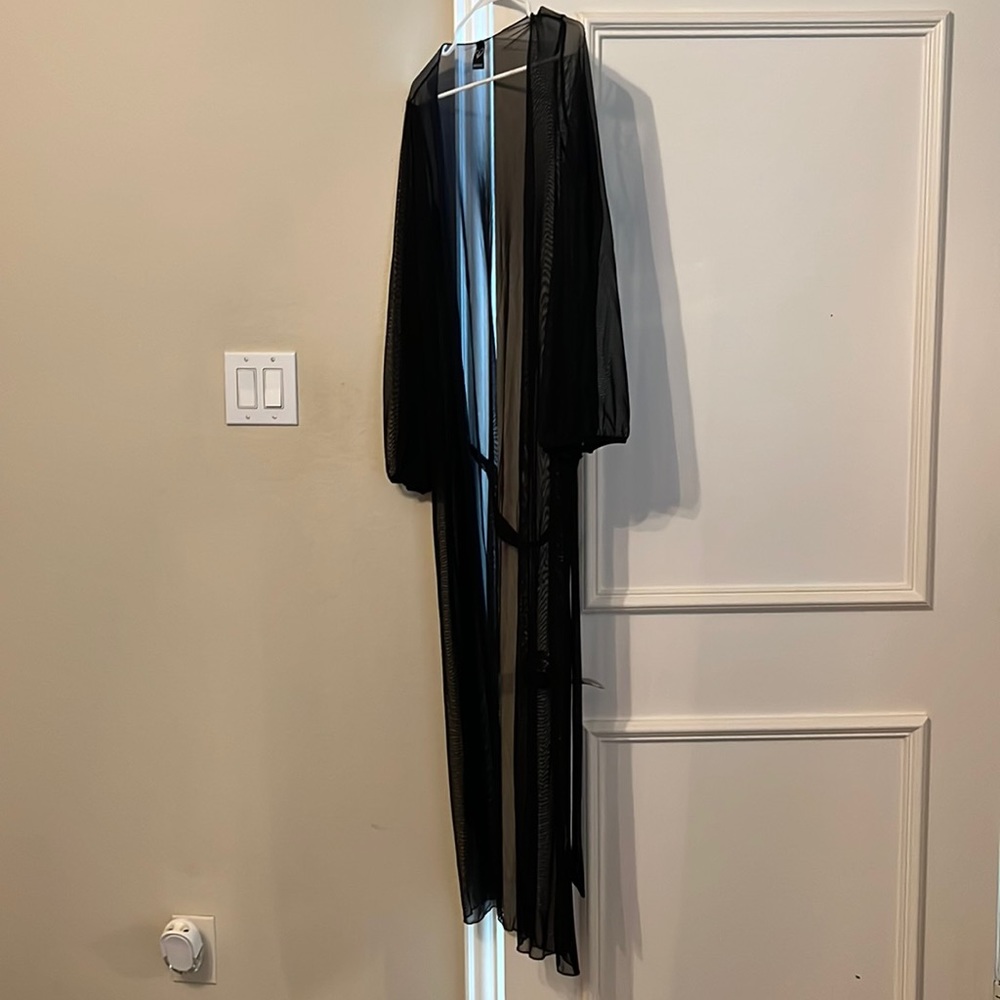 Long fish net cardigan ready for the pool